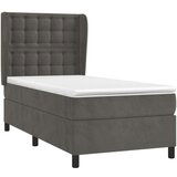 Box spring krevet s madracem tamnosivi 90x200 cm baršunasti | shoptok.hr