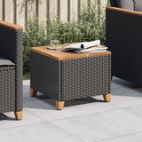 vidaXL Vrtni stol crni 45 x 45 x 37 cm od poliratana i bagremovog drva Cijene