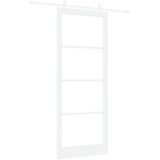  Klizna vrata Bijelo 93 x 232 cm Masivna borovina i staklo | shoptok.hr
