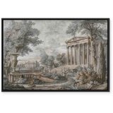  Slika - Temple on a hill - Greek architecture in subdued colours 60x40 U crnom drvenom okviru | shoptok.hr