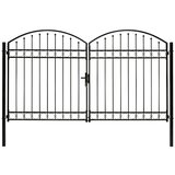 vidaXL Dvojna vrata za ograjo zaobljena jeklo 300x200 cm črna | Shoptok.si