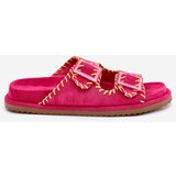 Boto Ladies Slippers With Buckles And Decorative Trimming Fuchsia Visley | ePonuda.com