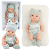  Lutka beba s pokrivačem, bijelo-siva odjeća, šešir, 18 cm | shoptok.hr