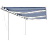 vidaXL Ročno zložljiva tenda z LED lučmi 6x3,5 m modra in bela | Shoptok.si