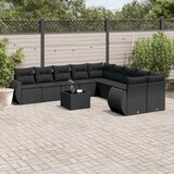 vidaXL 11-dijelni set vrtnih sofa od poliratana s jastucima crni | shoptok.hr