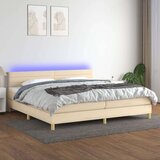  Box spring s madracem LED krem 200x200 cm od tkanine Cijene