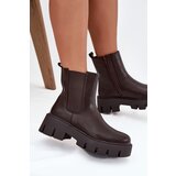 Boto Women's ankle boots Fivienne warm eco leather dark brown Cene