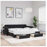 vidaXL Izvlečna dnevna postelja s predali črna 90x190 cm žam | Shoptok.si