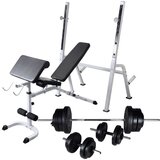  Klupa za vježbanje sa stalkom za utege i setom utega 60 5 kg | shoptok.hr