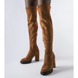 Gemre Brown long block heel boots Railroad | Shoptok.si
