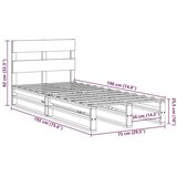  Okvir kreveta bez madraca 75 x 190 cm od masivne borovine | shoptok.hr