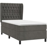 Box spring krevet s madracem tamnosivi 80 x 200 cm baršunasti | shoptok.hr