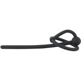 Penis Plug silikonski obroček z votlo uretralno palico (črn) | Shoptok.si