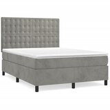 Maison Chic Box spring postelja - Vzmetna postelja z vzmetnico svetlo siv 140x190 cm žamet SL15062, (21903514) | Shoptok.si