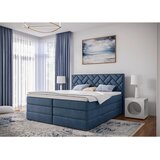 MID.YOU POSTELJA BOXSPRING 140 cm x 200 cm , tekstil, leseni material temno modra | Shoptok.si