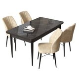 Hanah home set trpezarijski sto i 4 stolice arp black marble cream | ePonuda.com