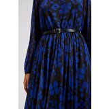 Marisse Blue Floral Print Dress With Belt | ePonuda.com