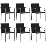  Vrtne stolice s jastucima 6 kom crne 56x59x84 cm od poliratana | shoptok.hr