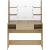 vidaXL Toaletna mizica z LED lučkami 100x40x135 cm MDF hrast | Shoptok.si