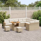 vidaXL 12-dijelni set vrtnih sofa s jastučićima Bež Poli ratan Akacija | shoptok.hr