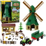 Farm set with tractor, windmill, stable, trailer and animal figures, 45 pieces. Cene