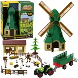 set with tractor, windmill, stable, trailer and animal figures, 45 pieces.