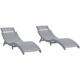  Ležaljke za sunčanje 2 kom sive 184x55x64 cm Puno drvo bagrem | shoptok.hr