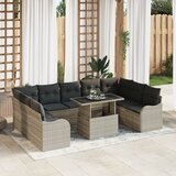 vidaXL 10-dijelni vrtni set sofa s jastučićima svjetlosiva poli ratan, 2-sjedala vrtna sofa s jastučićima svjetlosiva poli ratan Cijene
