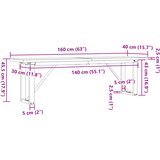  Stolić za kavu O-oblika 160x40x45,5 cm od borovine i čelik | shoptok.hr
