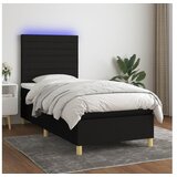  Krevet box spring s madracem LED crni 90x200 cm od tkanine | shoptok.hr