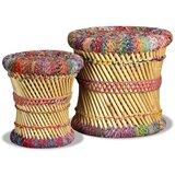 vidaXL Stolci od bambusa sa chindi detaljima 2 kom višebojni | shoptok.hr