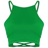 Trendyol Tropical Green Halter Neck Bikini Top Cene