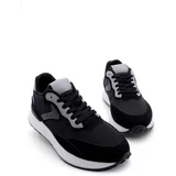 Marjin Men's Sneaker Parachute Fabric Detail Thick Sole Lace-Up Sports Shoes Kosev Black