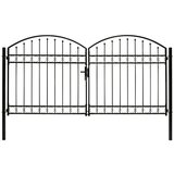  Dvostruka vrata za ogradu s lučnim vrhom čelična 300x150 cm crna | shoptok.hr