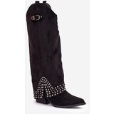 Boto FS1 Knee Boots With Rolled Shaft On Heel Black Iveliri | Eponuda.ba