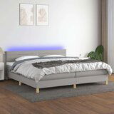  Box spring postelja z vzmetnico LED sv. siva 200x200 cm blago, (20929748) Cene