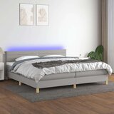  Krevet box spring s madracem LED svjetlosivi 200x200 cm tkanina Cijene