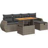vidaXL 6-dijelni set vrtnih sofa poliratan i bagrem s jastucima sivi | shoptok.hr