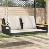 vidaXL Gugalna klop z blazinami črna 109x62x40 cm poli ratan Cene