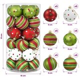  Set božićnih kuglica 30 kom. Bijela crvena i svijetlozelena - Bijela/crvena/svijetlozelena | shoptok.hr