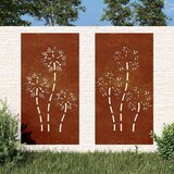  Vrtni zidni ukrasi 2 kom 105x55 cm čelik COR-TEN cvjetni uzorak | shoptok.hr