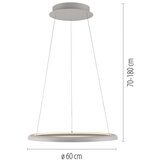 SCHÖNER WOHNEN 15570-39-LED luster na sajli QUILLO LED/36W/230V, prečnik 60 cm, siva, sa prigušiva | Eponuda.com