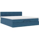 vidaXL Otomanski posteljni okvir z vzmetnico moder 180x200cm žamet | Shoptok.si