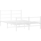  The Living Store Kovinski posteljni okvir z vzglavjem in vznožjem bel 135x190 cm - Posteljni Okvir, (21527770) | Shoptok.si