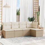 Maison Chic Seti vrtnega pohištva - Vrtna garnitura - Vrtni pohištvo set 5-delna z blazinami bež poli ratan, (21817710) | Shoptok.si