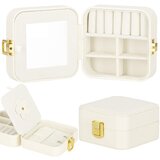 springos Škatla za nakit 10x10x5 cm, krem ​​etui s predelki iz eko usnja., (21631795) | Shoptok.si
