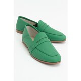 LuviShoes F05 Green Skin Genuine Leather Women's Flats Cene