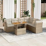 Maison Chic Seti vrtnega pohištva - Vrtna garnitura - Vrtni pohištvo set 7-delna z blazinami bež poli ratan, (21805180) | Shoptok.si