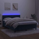 vidaXL Krevet box spring s madracem LED tamnoplavi 140x190 cm baršun | shoptok.hr