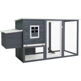 vidaXL Zunanji kokošnjak s kletko za jajca siv les, (20802121) | Shoptok.si